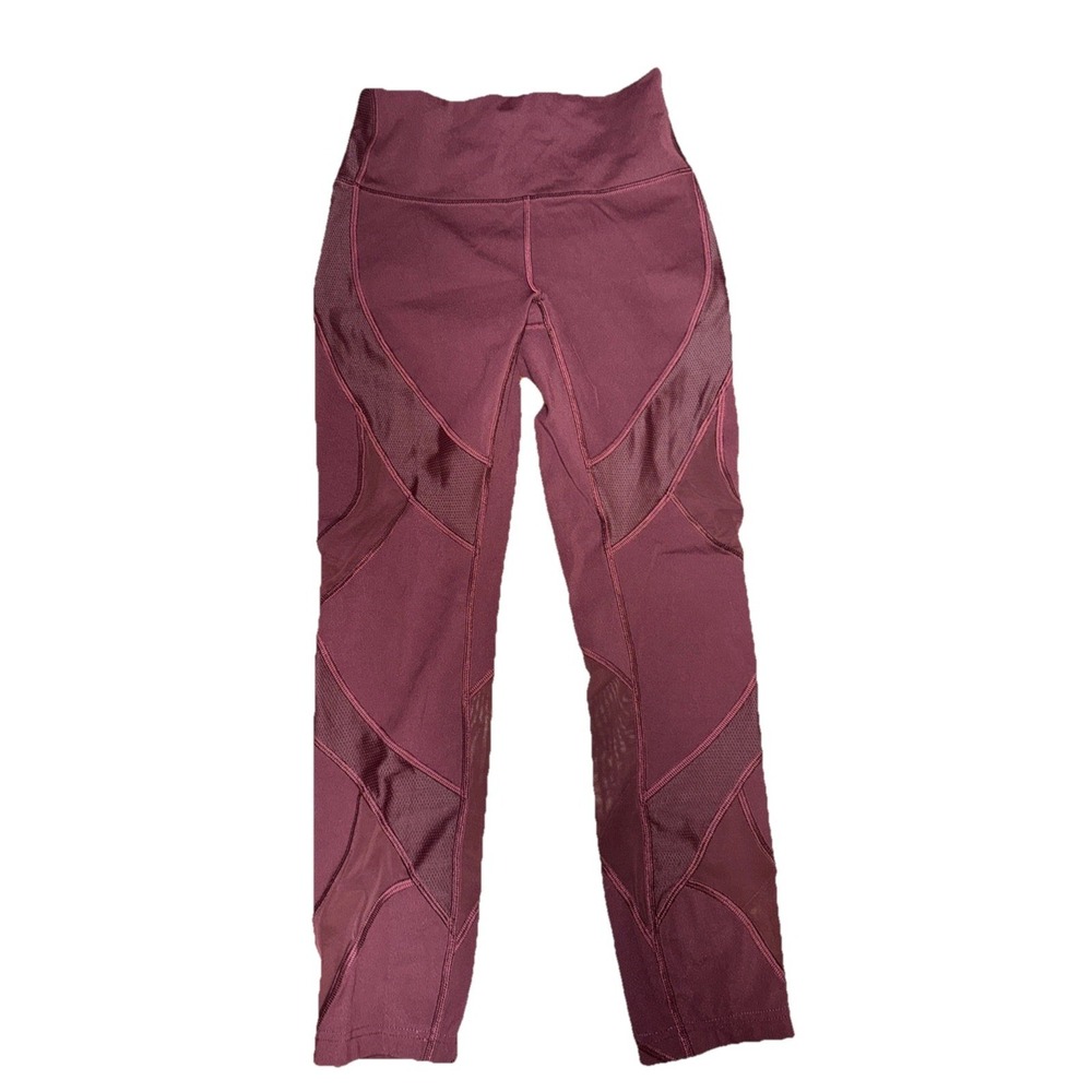 Lululemon Size 4 Wunder Under HighRise Mesh Tight 27" Burgundy Maroon‎ Athletic